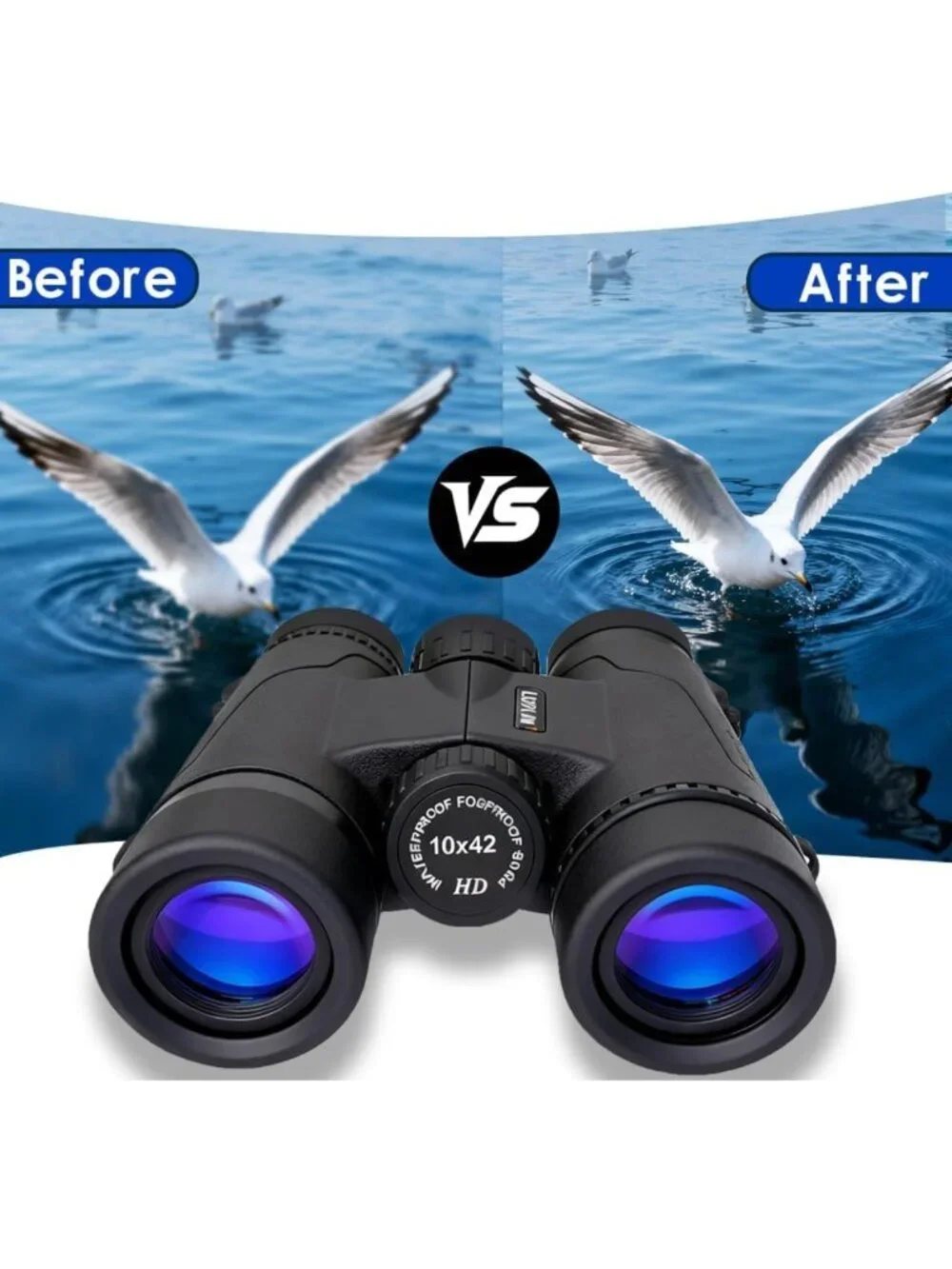 High-Powered 10x42 Waterproof Binoculars for Bird Watching, Hiking & Sports